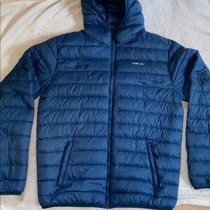 Kamik men’s dark blue down hooded puffer coat Sz M